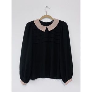 Black / Mauve Peter Pan Collar Blouse